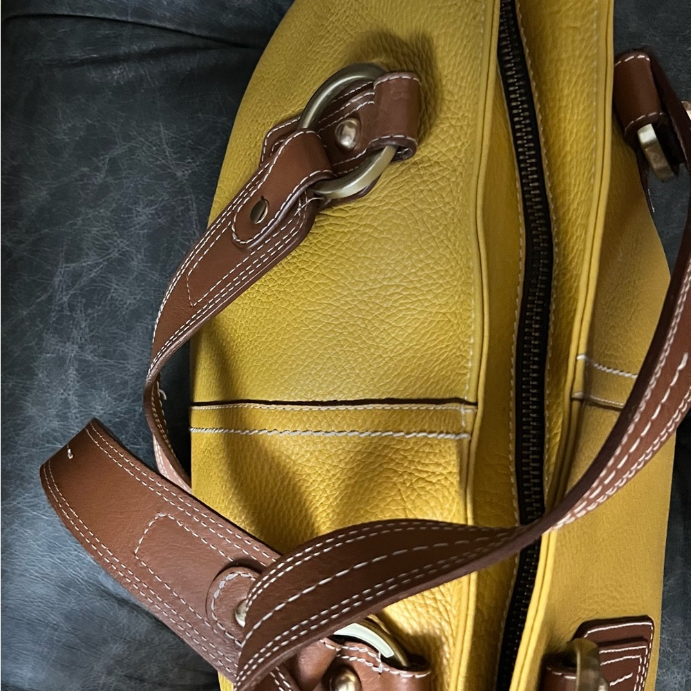 Yellow and Brown Leather Men's Bag